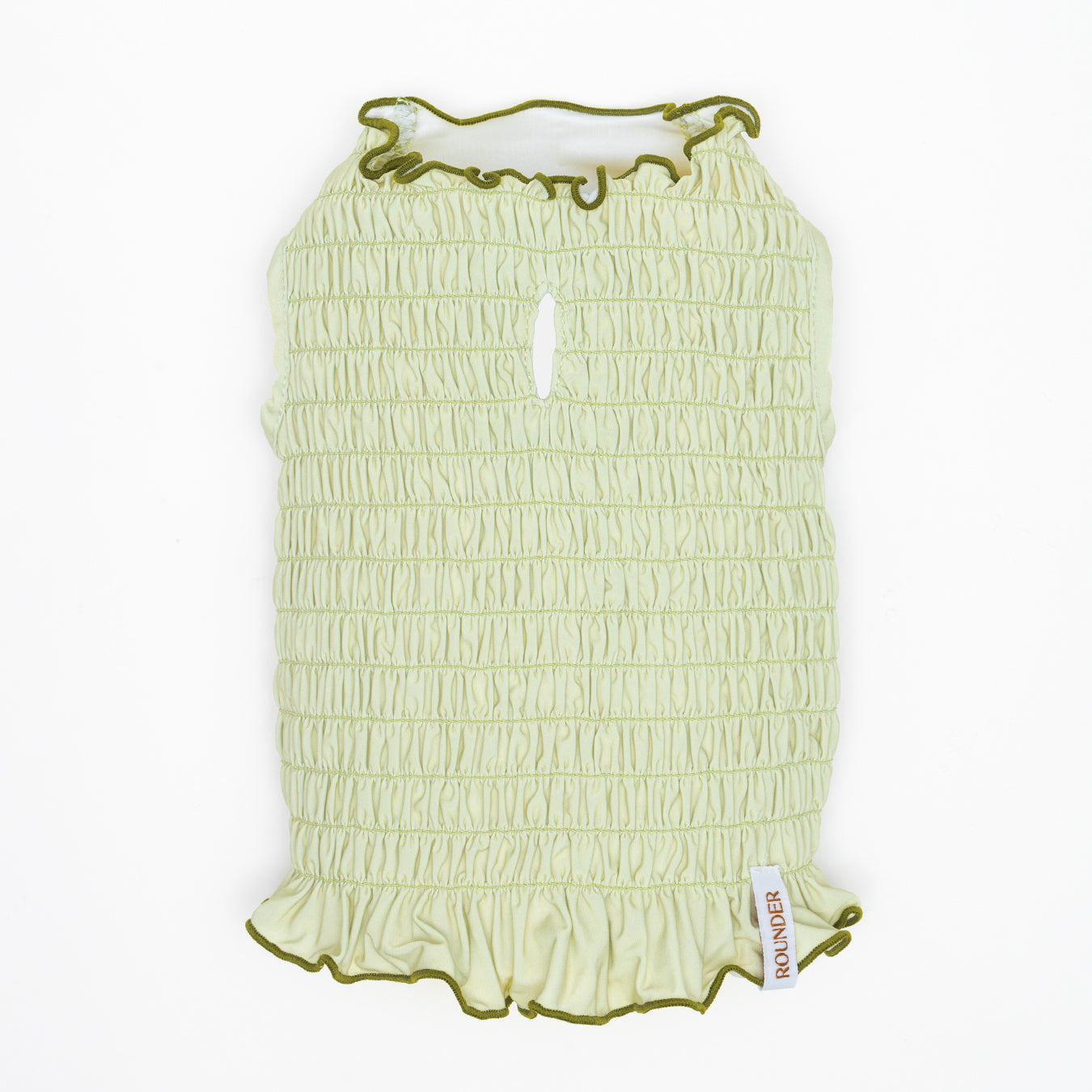 Melon green tank top made with a cool-to-touch silky fabric and smocked detail. Featuring a pocket for our Rounder Ice Pack to keep your pets cool from the summer heat.